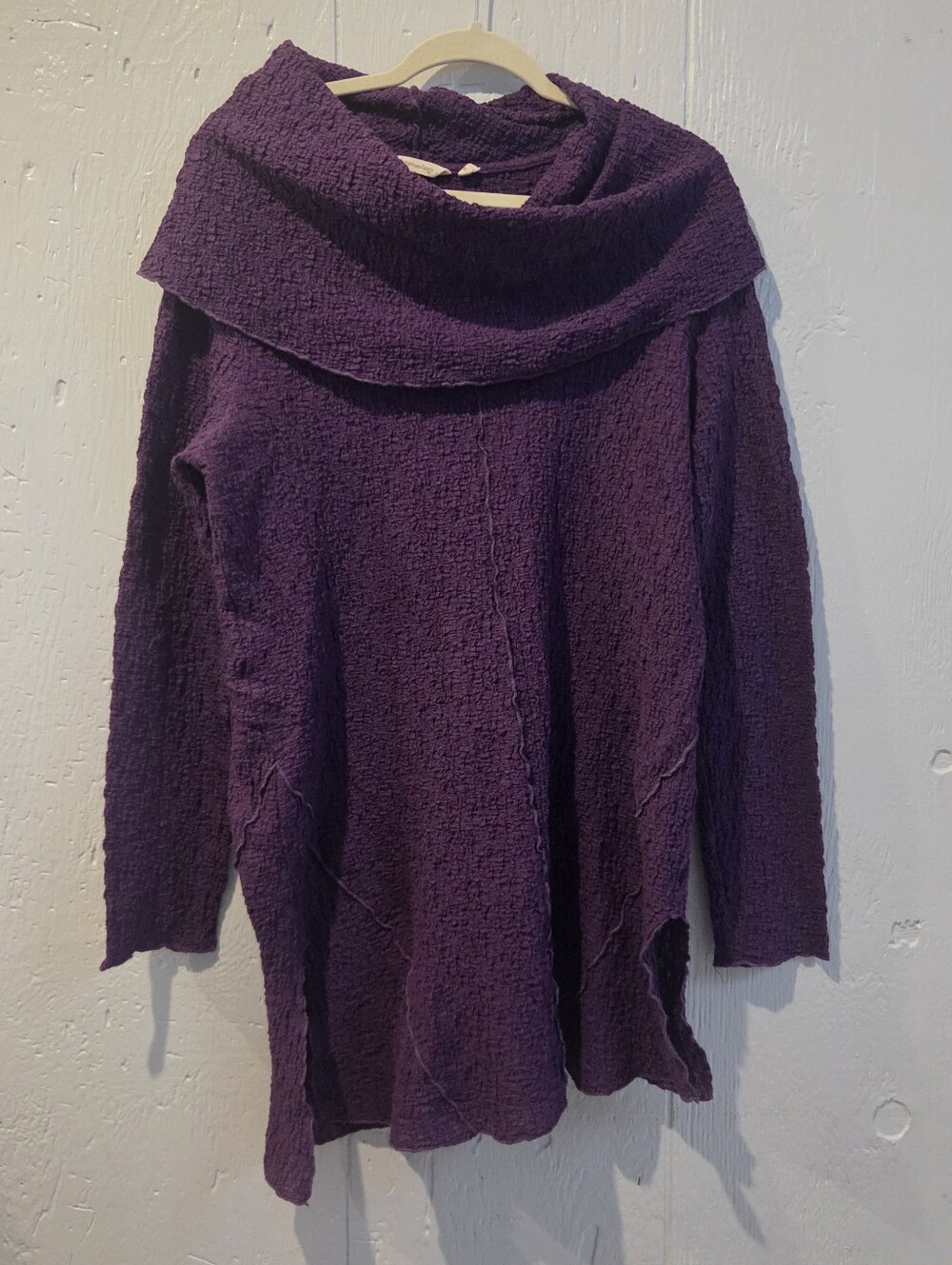 Soft Surroundungs Cozy Purple Women's Cowl Neck Crinkle